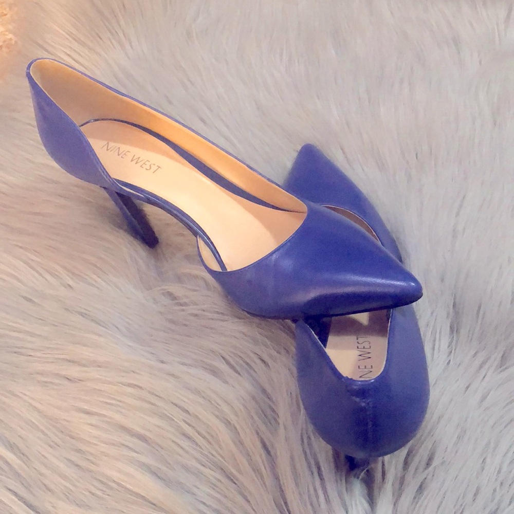 Nine West pointed toe, blue stilettos